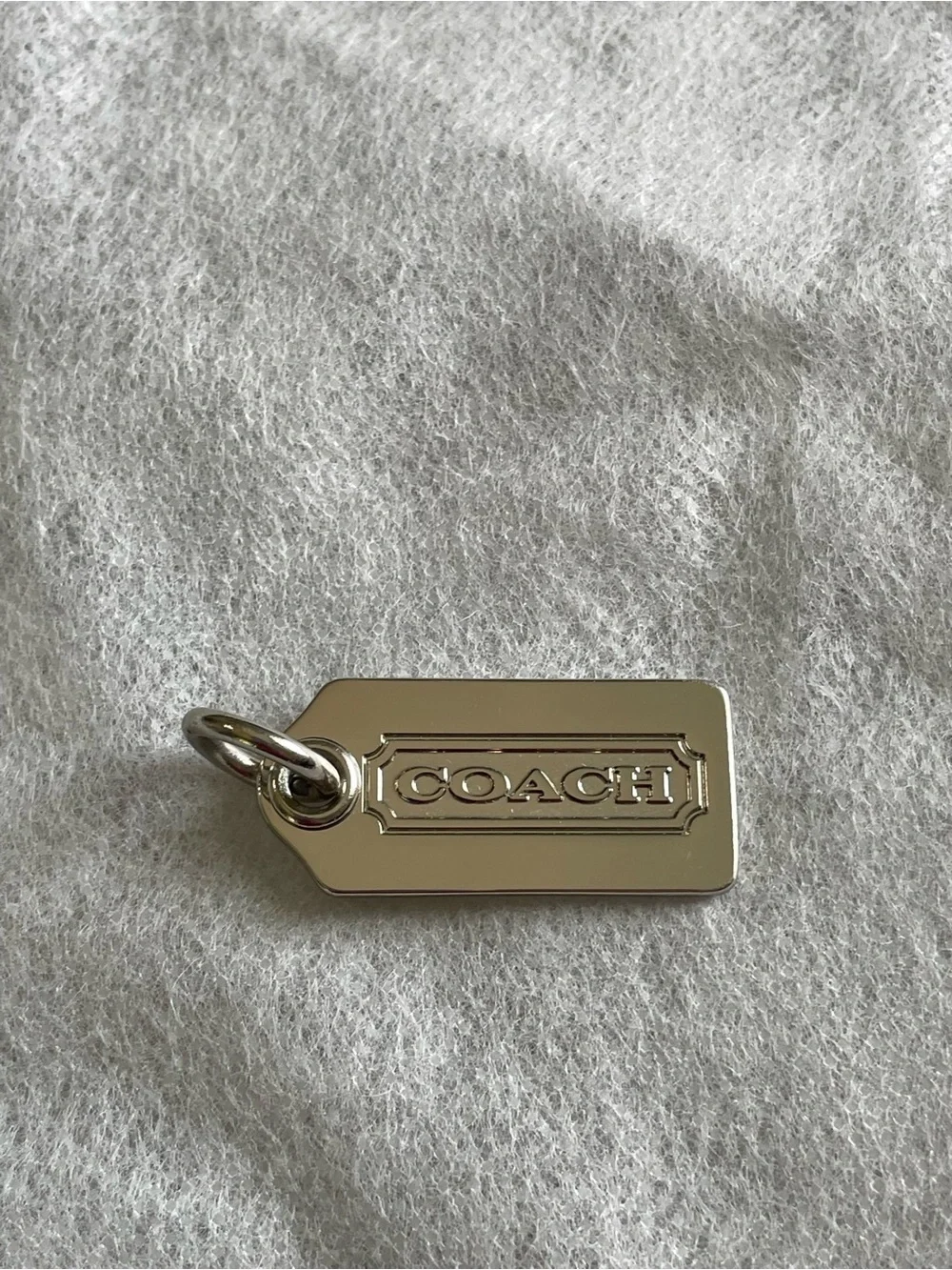 Coach Silver Tone Logo Tag Charm
